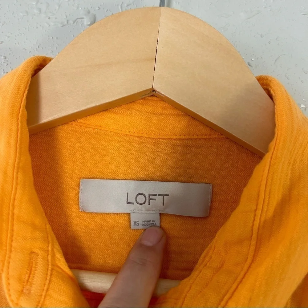 LOFT Orange Button Down Blouse Casual Fall Comfy XS